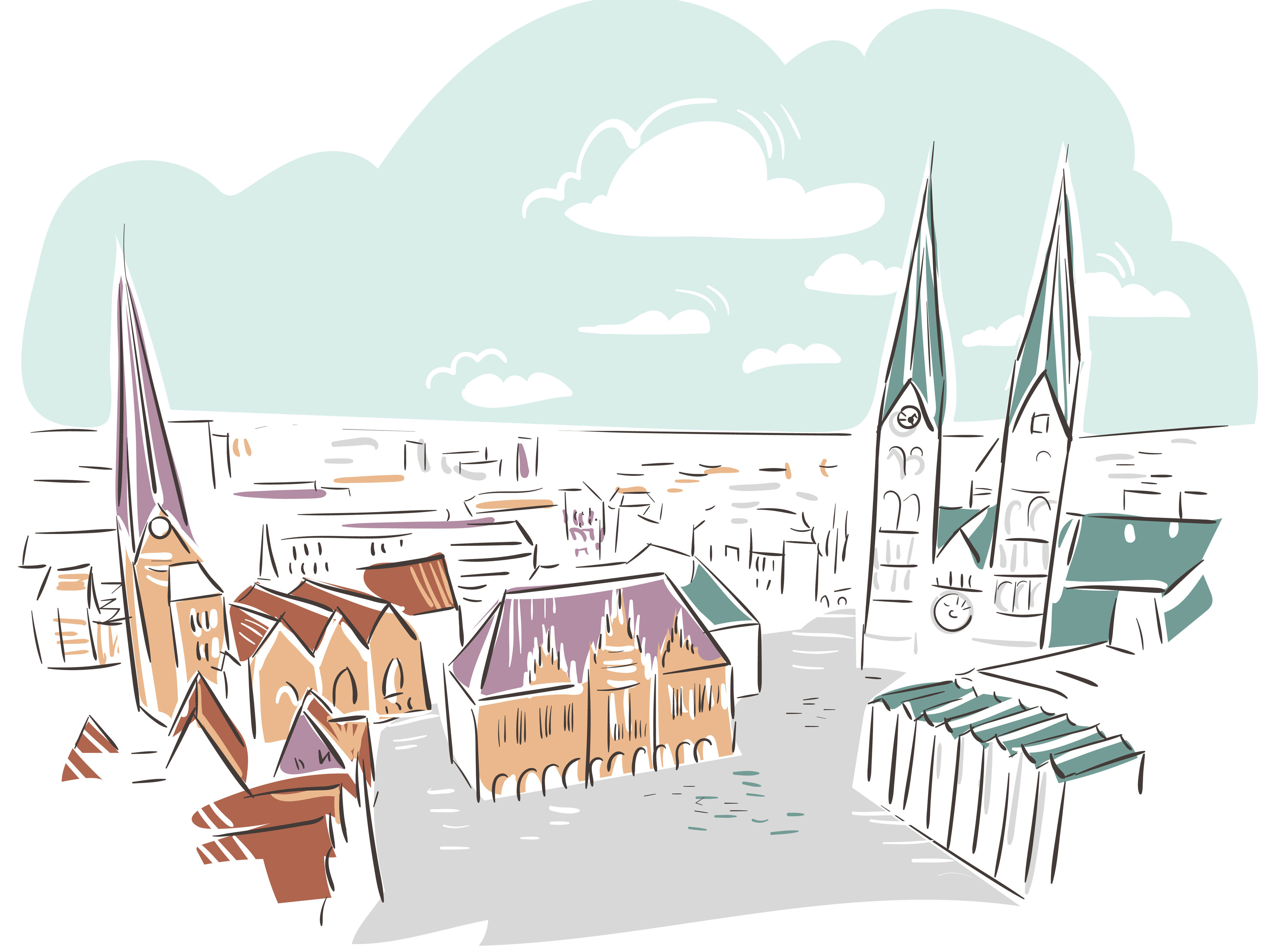 Bremen Germany Europe vector sketch city illustration line art