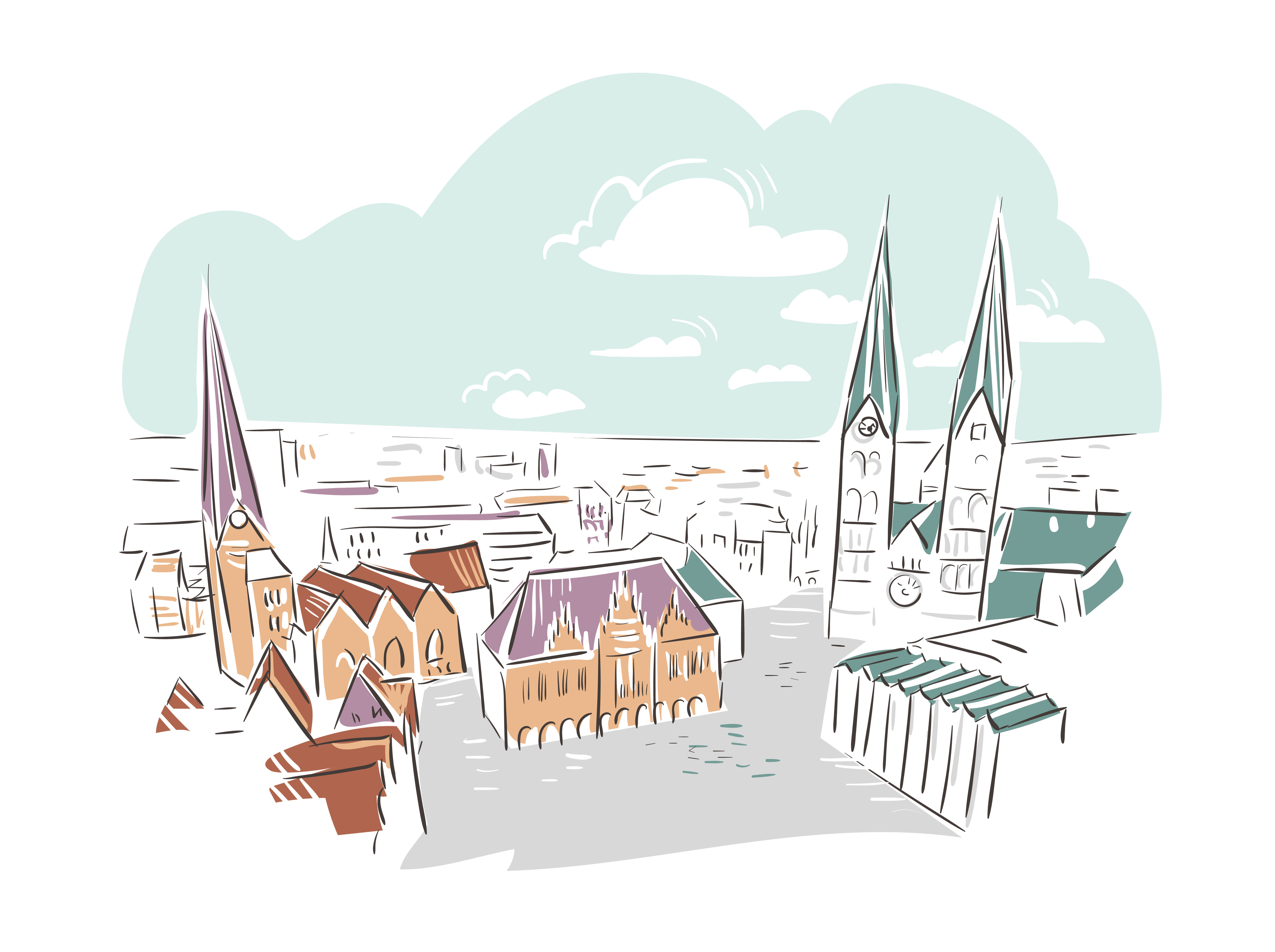 Bremen Germany Europe vector sketch city illustration line art